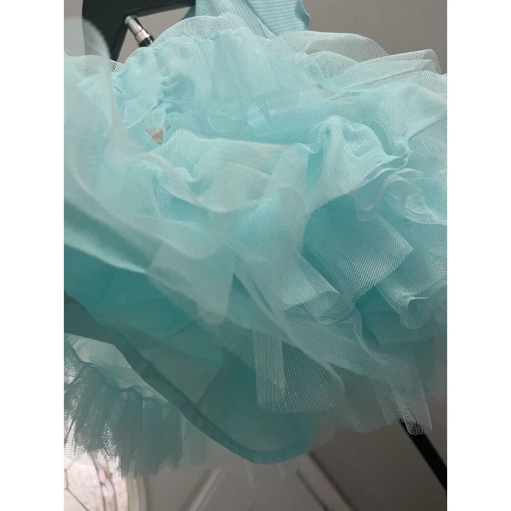 Disney Princess Moana Girls 12M Blue Tulle Tutu Dress Ruffle Layered Party